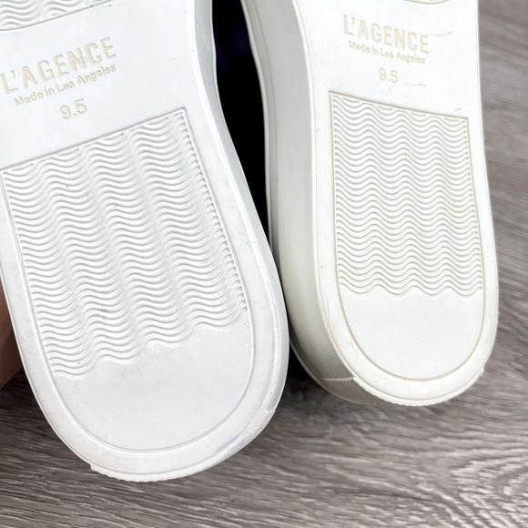 NEW- L'AGENCE *RARE* Calf Hair Leather Slip On Sneakers Black & Purple - Sz 9.5 - Picture 10 of 13